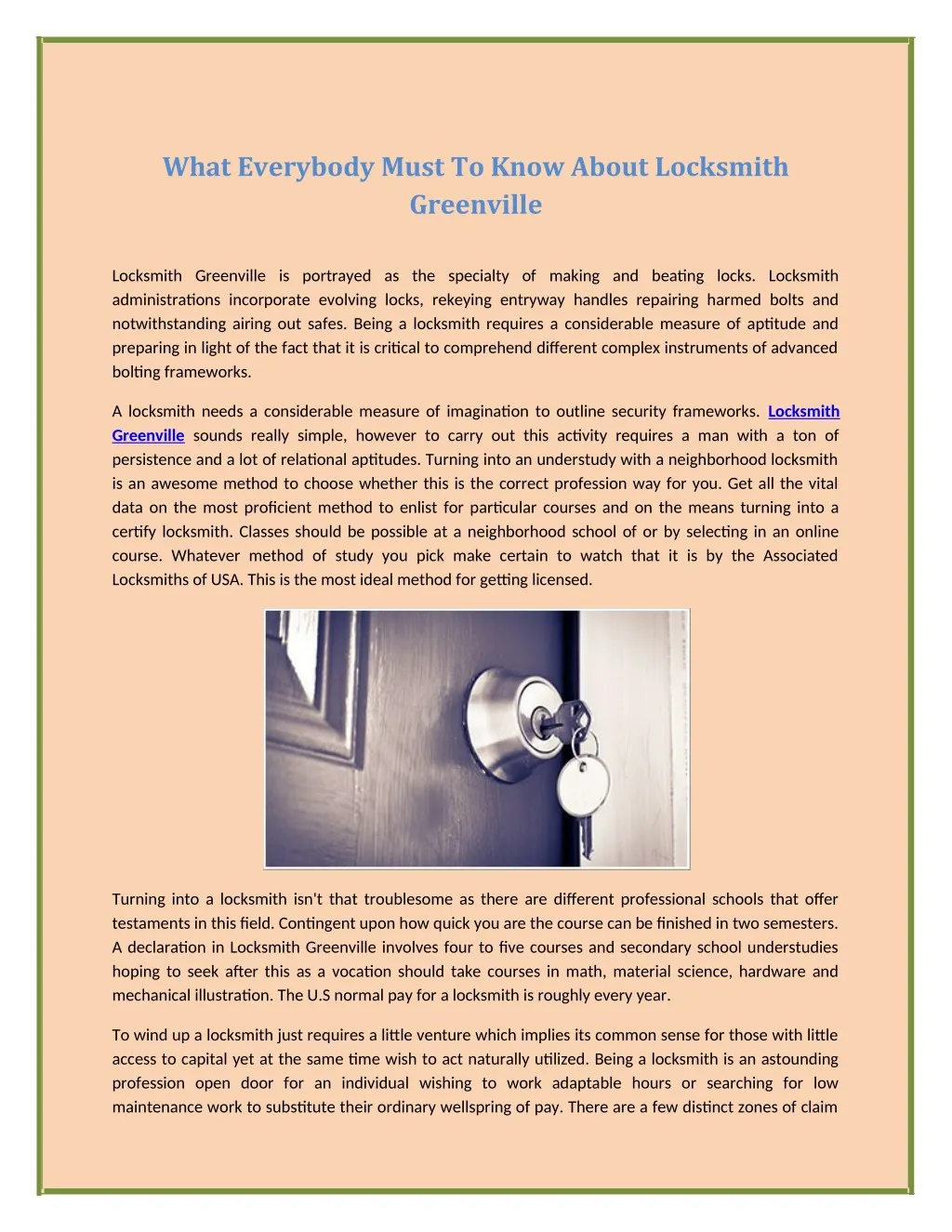 what everybody must to know about locksmith
