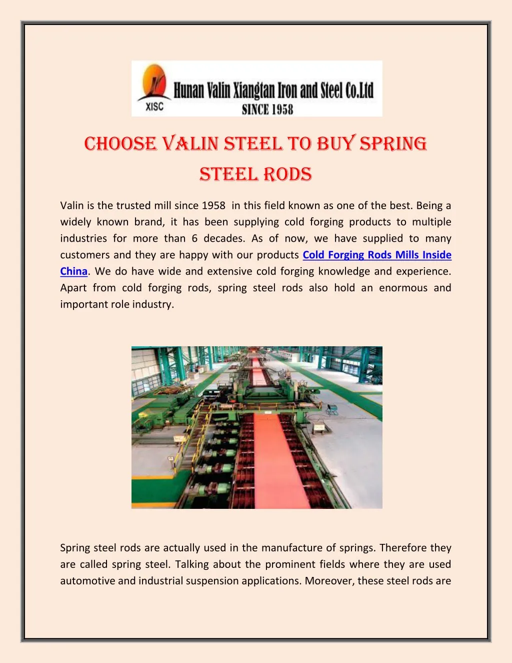 choose valin steel to buy spring steel rods