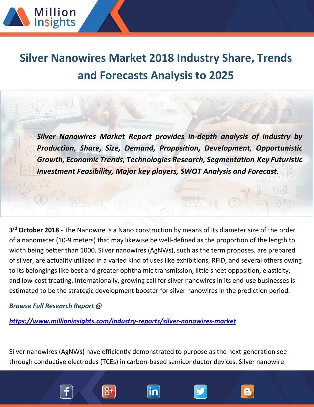 silver nanowires market 2018 industry share