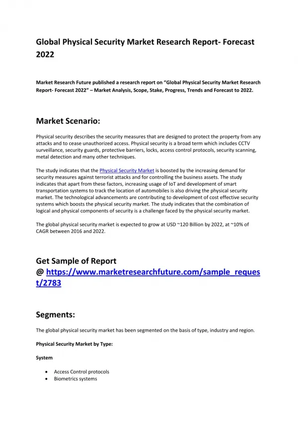 global physical security market research report