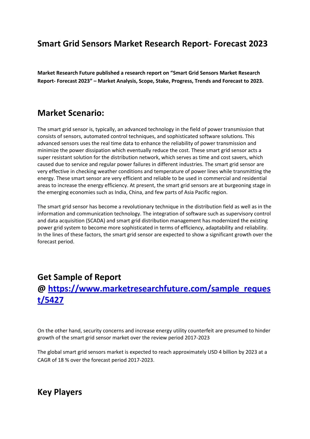 smart grid sensors market research report