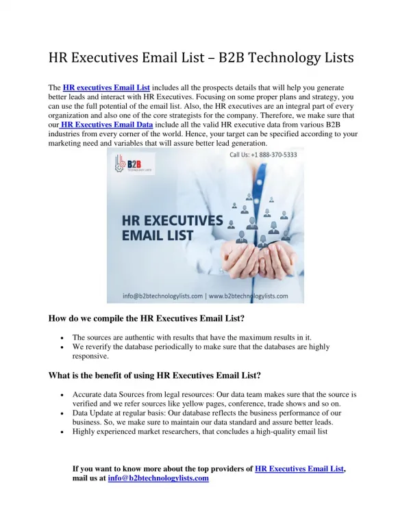 HR Executives Email List - B2B Technology Lists