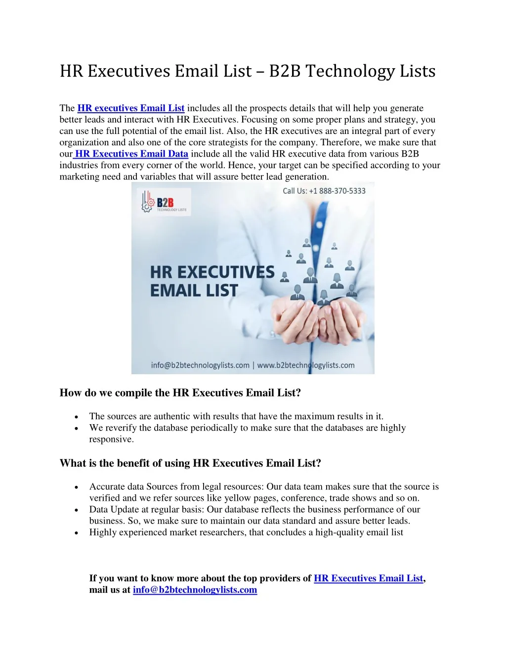 hr executives email list b2b technology lists