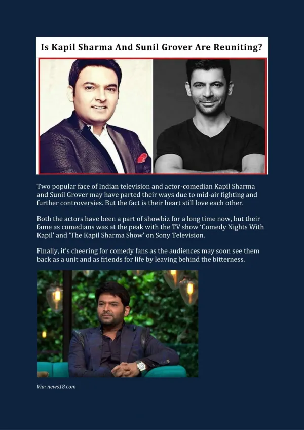 Is Kapil Sharma And Sunil Grover Are Reuniting?