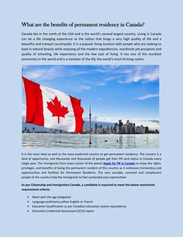 Benefits of permanent residency in Canada- AP Immigration