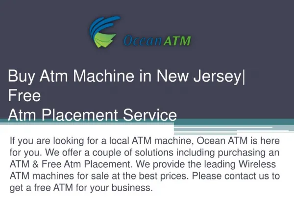 Buy Atm Machine in New Jersey | Free Atm Placement Service