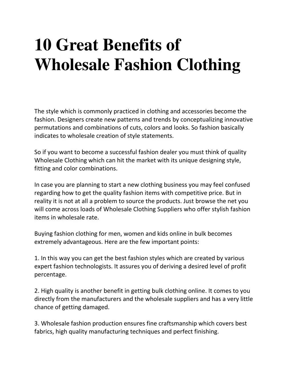 10 great benefits of wholesale fashion clothing