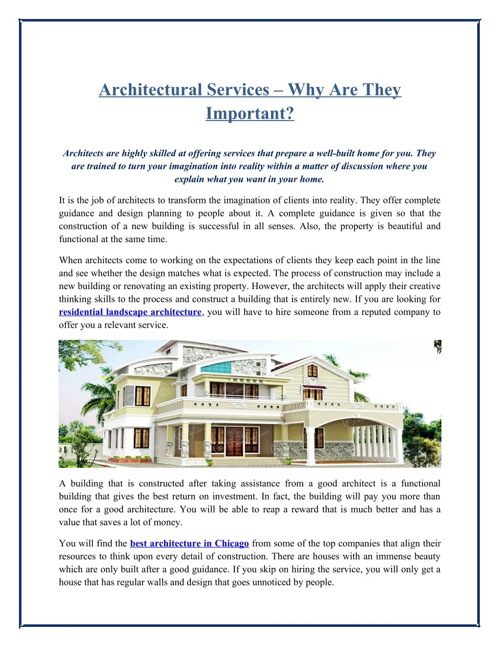 architectural services why are they important