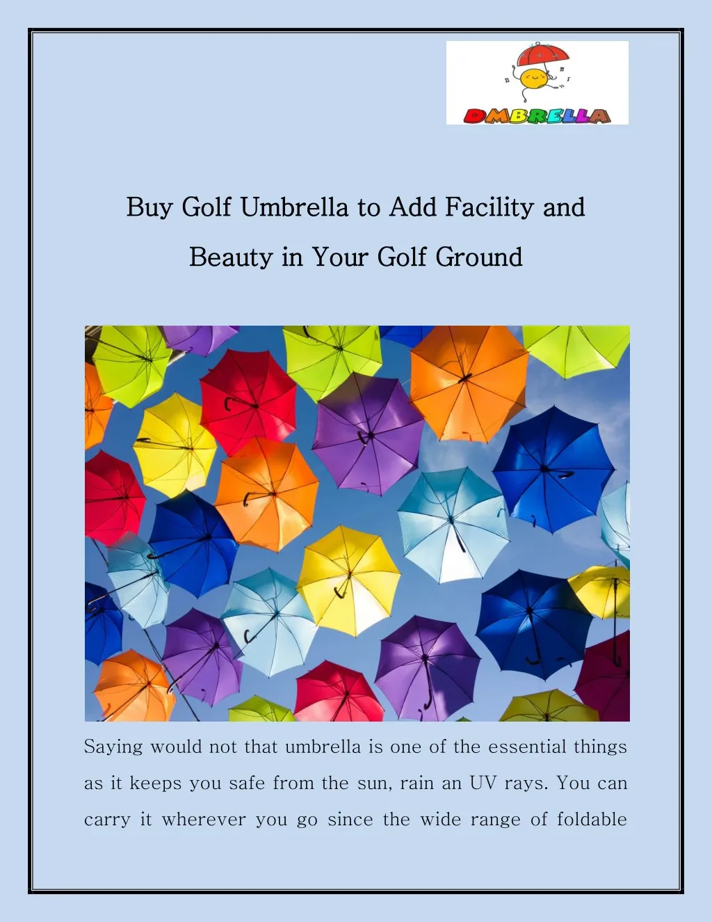 buy golf umbrella to add facility and buy golf