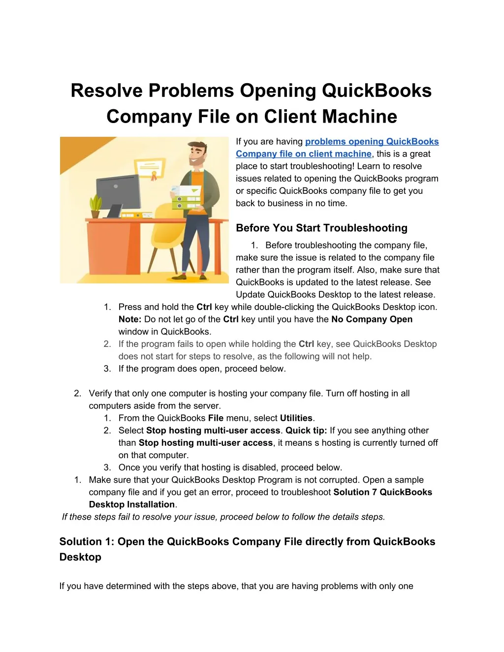 resolve problems opening quickbooks company file