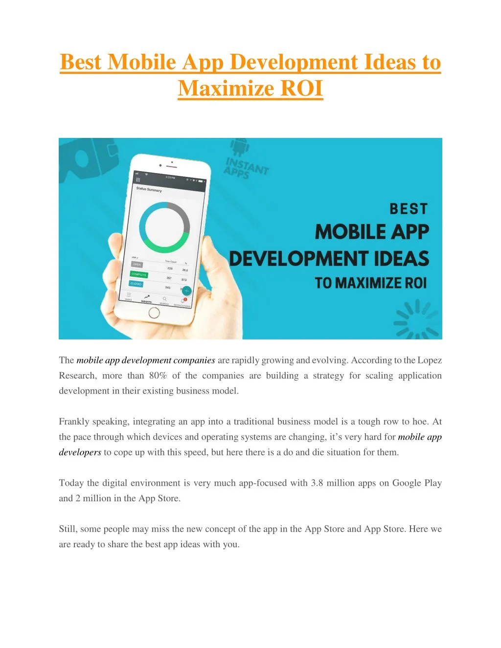 best mobile app development ideas to maximize roi