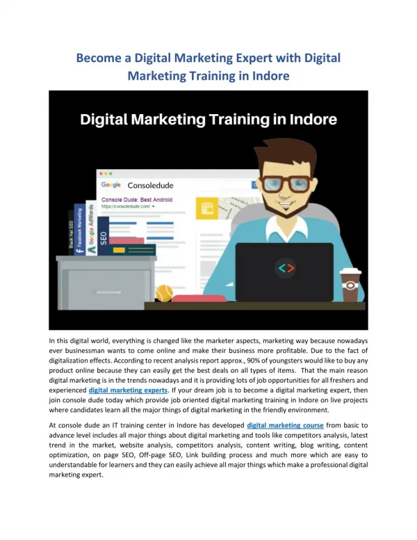 Become a Digital Marketing Expert with Digital Marketing Training in Indore