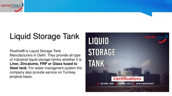 Liquid Storage Tank - For Industrial Bulk Fluid Storage