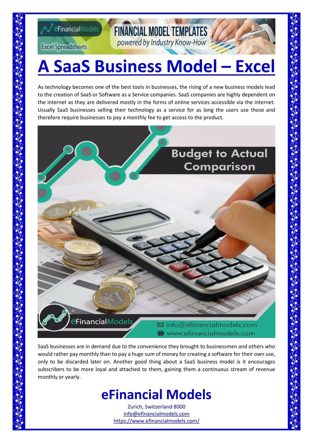 a saas business model excel