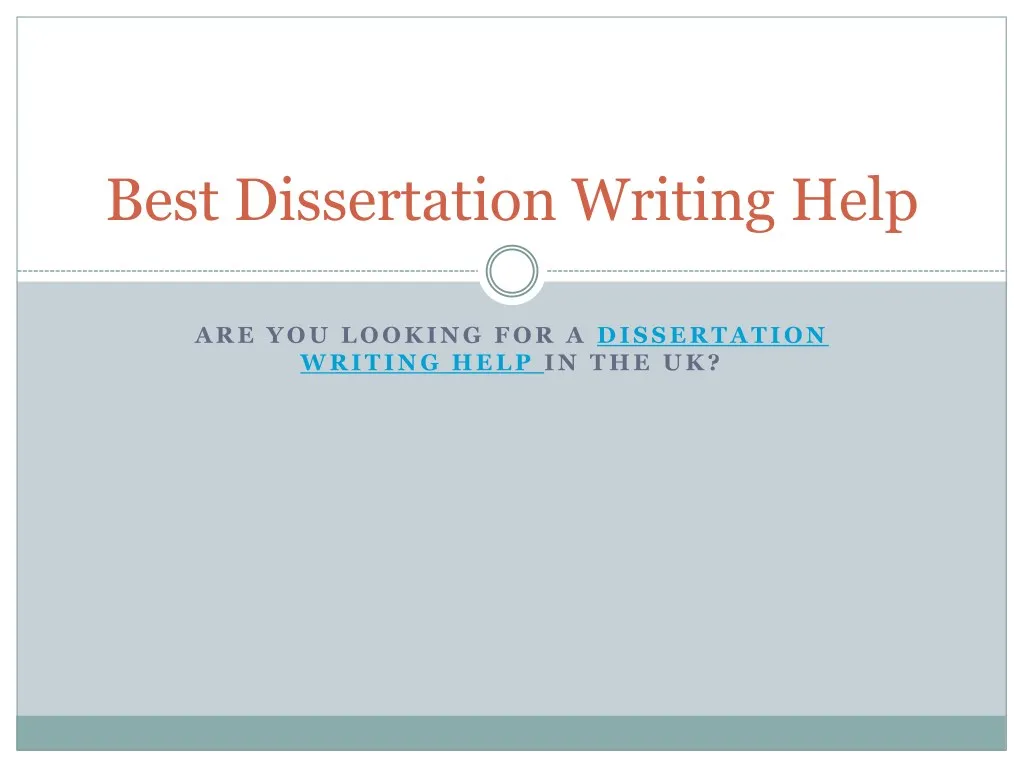 best dissertation writing help