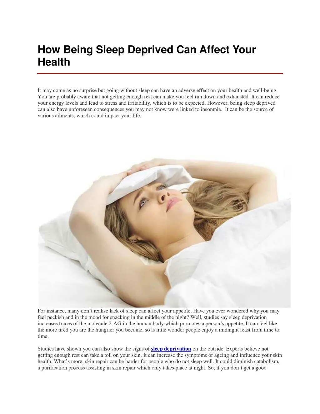 how being sleep deprived can affect your health