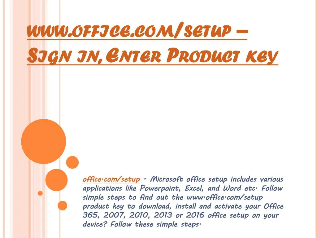 www office com setup sign in enter product key