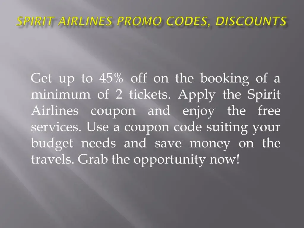 spirit airlines promo codes discounts