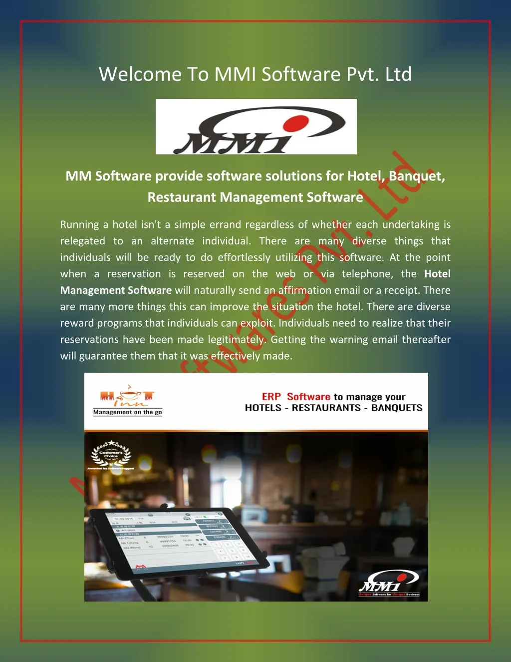 welcome to mmi software pvt ltd