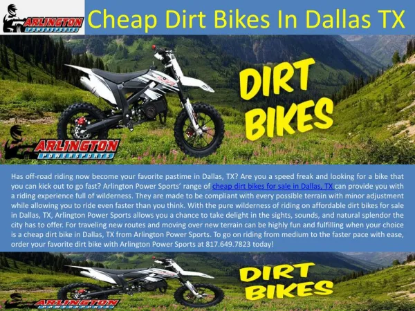 Cheap Dirt Bikes In Dallas TX