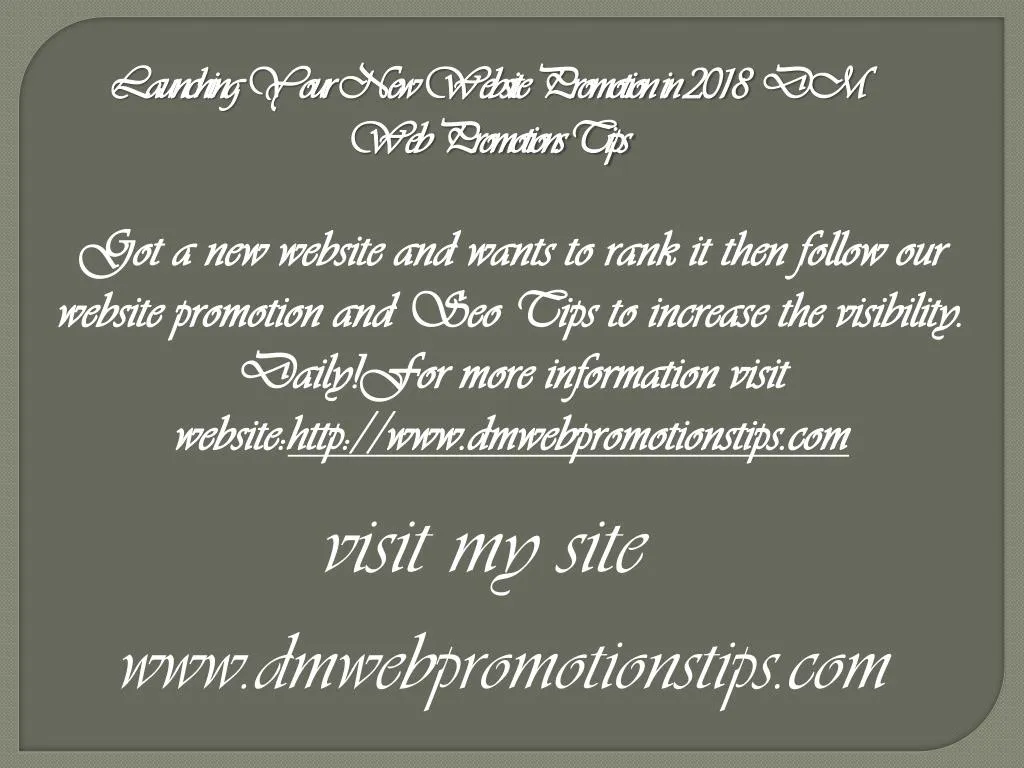 launching your new website promotion in 2018