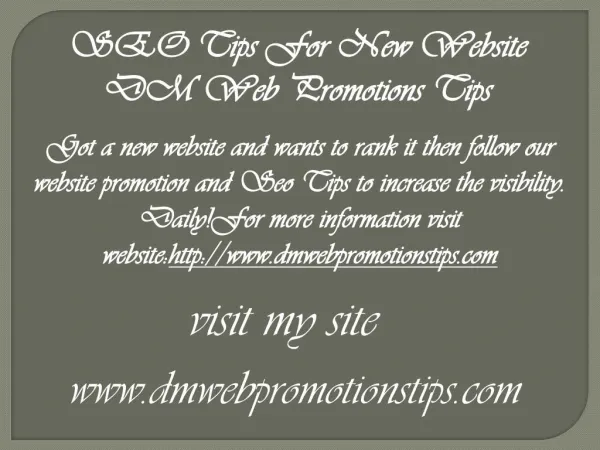 seo tips for new website dm web promotions tips