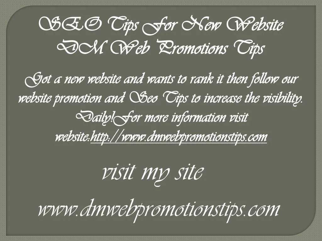 seo tips for new website dm web promotions tips