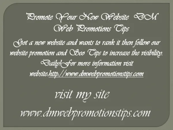 promote your new website dm web promotions tips