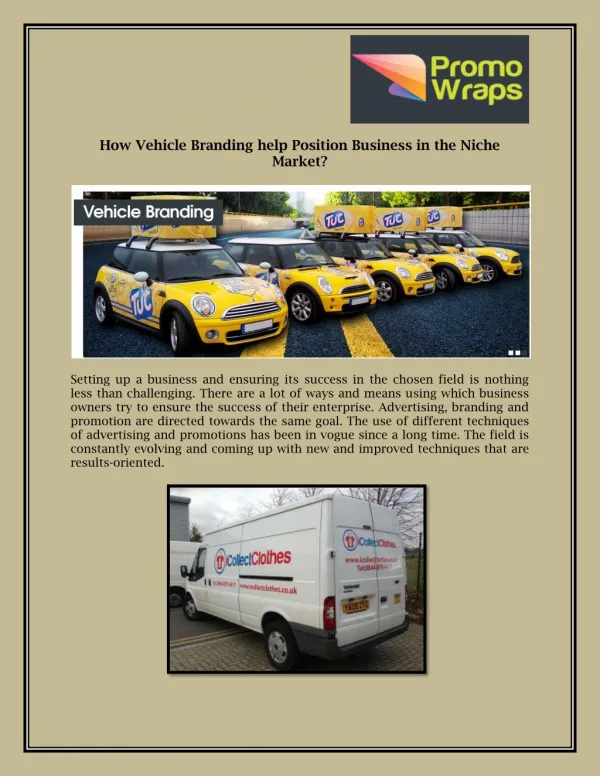How Vehicle Branding help Position Business in the Niche Market?