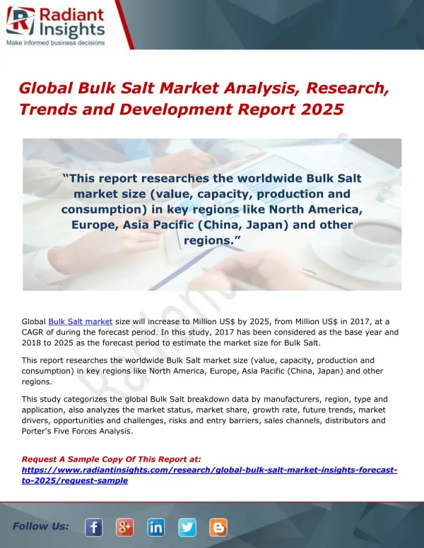 Global Bulk Salt Market Analysis, Research, Trends and Development Report 2025