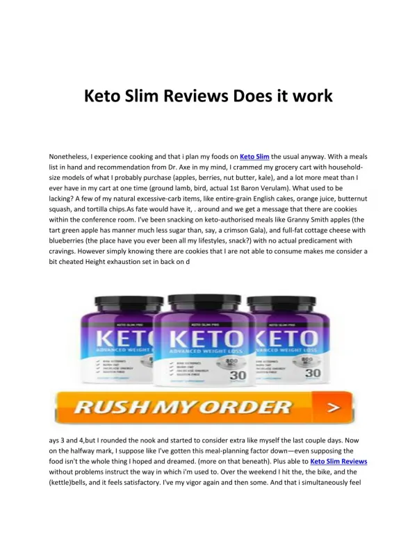 Keto Slim Reviews No Side Effects