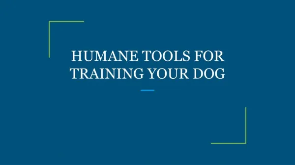 HUMANE TOOLS FOR TRAINING YOUR DOG
