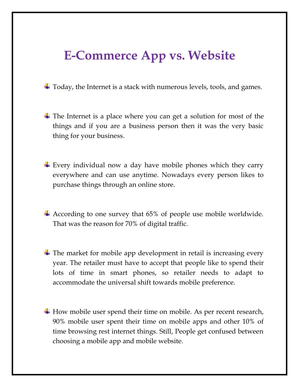 e commerce app vs website