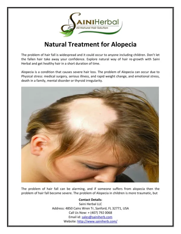 Natural Treatment for Alopecia