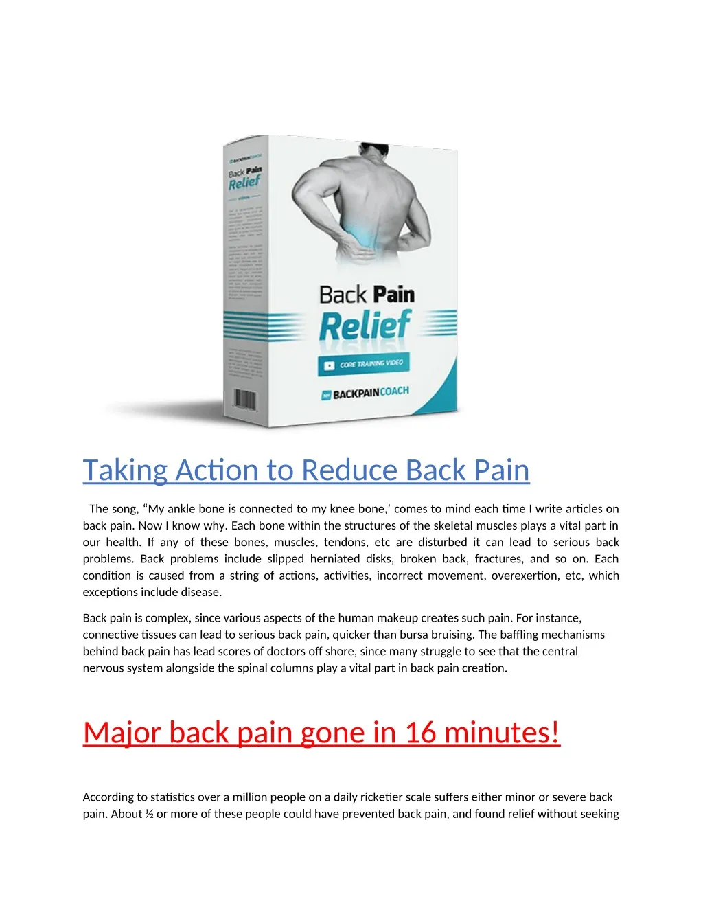 taking action to reduce back pain