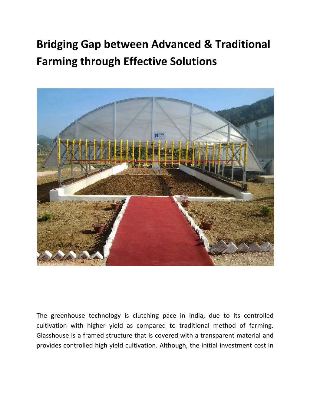 bridging gap between advanced traditional farming