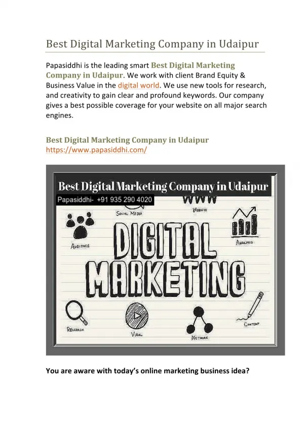 Best Digital Marketing Company in Udaipur