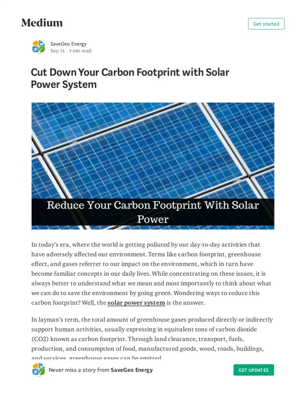Cut Down Your Carbon Footprint with Solar Power System