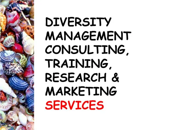 DIVERSITY MANAGEMENT CONSULTING, TRAINING, RESEARCH MARKETING SERVICES