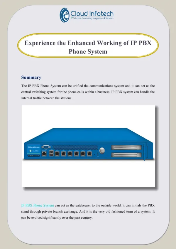 Experience the Enhanced Working of IP PBX Phone System