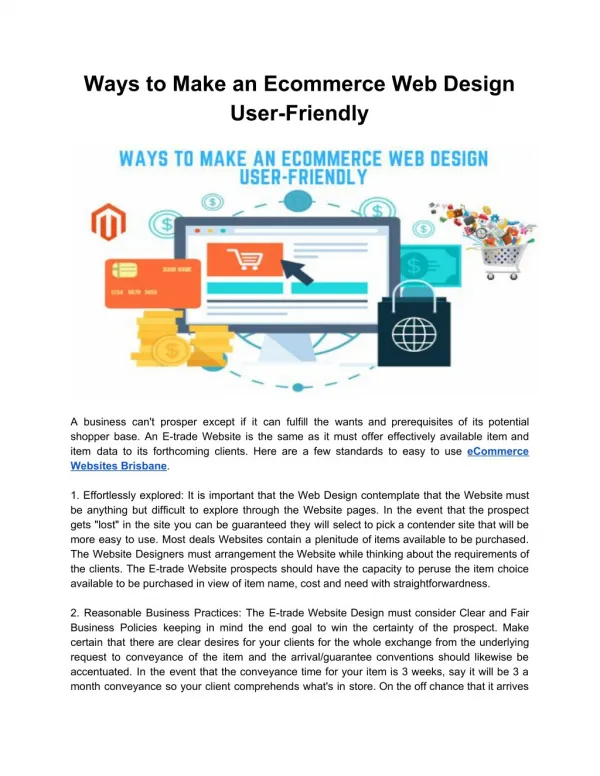 Ways to Make an Ecommerce Web Design User-Friendly