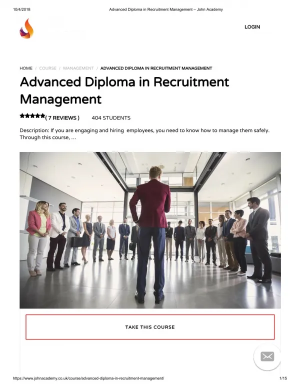 Advanced Diploma in Recruitment Management - John Academy