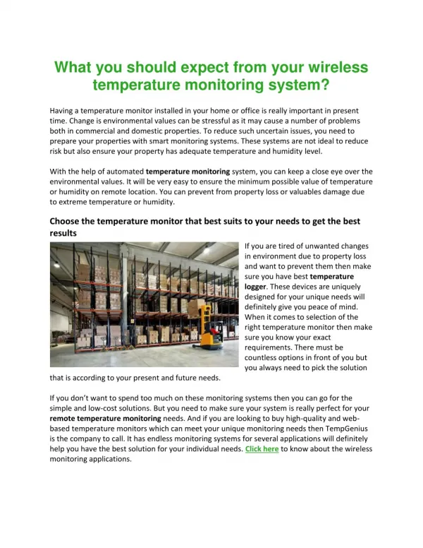 What you should expect from your wireless temperature monitoring system?