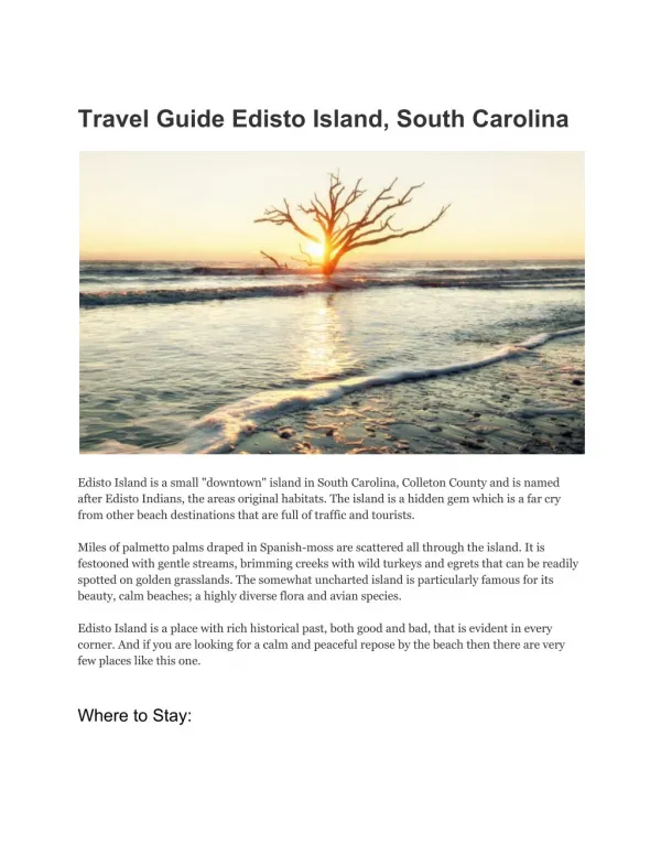 Travel Guide Edisto Island, South Carolina