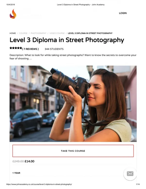 Level 3 Diploma in Street Photography - John Academy
