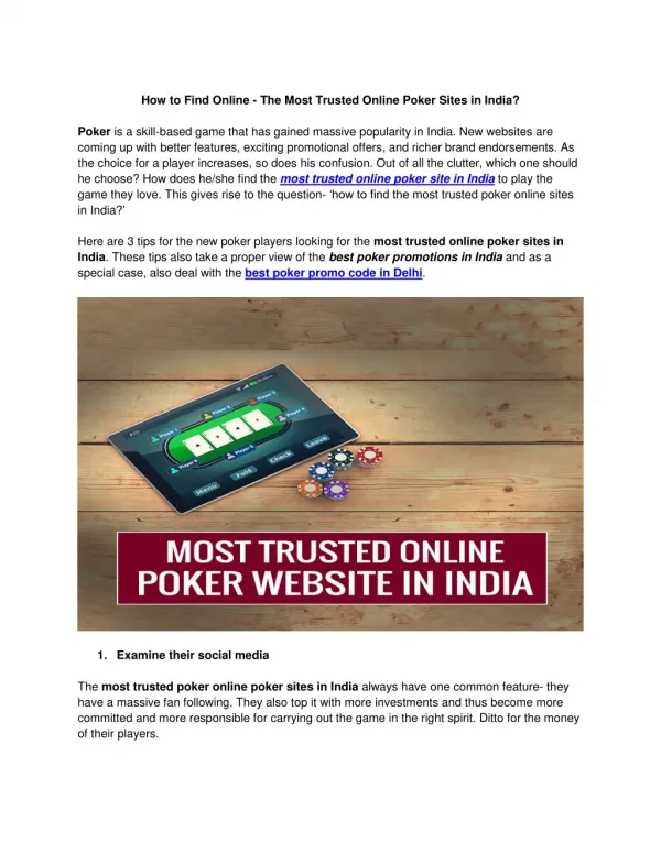 Get Exciting Poker Offers - Most Trusted Online Poker Sites in India