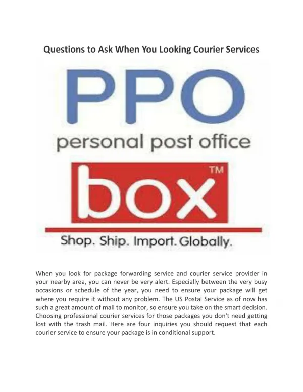 Questions to Ask When You Looking Courier Services