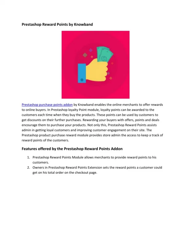 Prestashop Reward points by Knowband