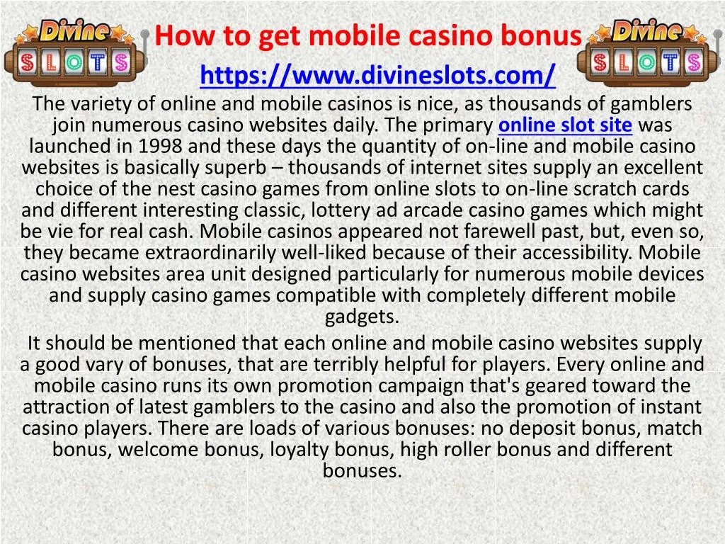how to get mobile casino bonus