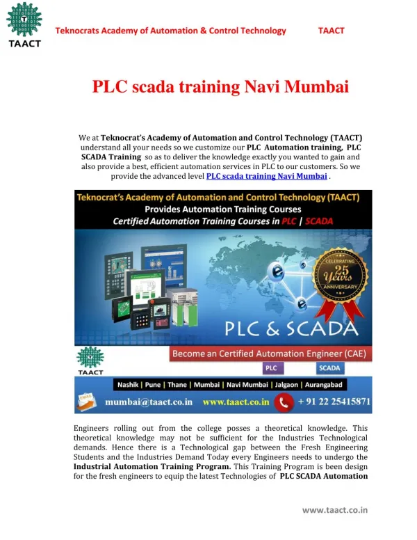 PLC scada training Navi Mumbai
